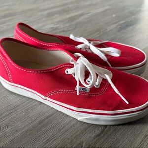 Vans Red Canvas Low-Top Sneakers with White Laces